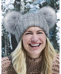 Pletena kapa z dvojnim cofom Faux Fur Pletena kapa z dvojnim cofom Faux Fur